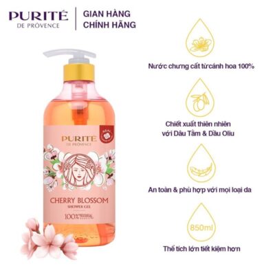 Sữa Tắm Trắng Da Purité Hương Hoa Anh Đào Cherry Blossom 850ml - 8935136865655