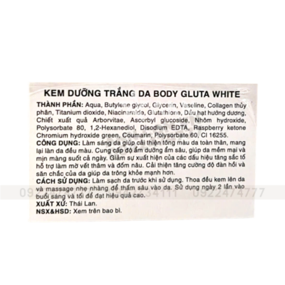 Kem Dưỡng Trắng Da Body Gluta White 170g - 8858135051006