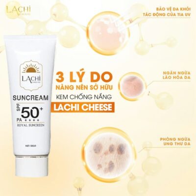 Kem Chống Nắng Lachi Cheese SPF 50+ Royal Sunscreen 50ml - Phiên Bản Mới - KCNLACHI