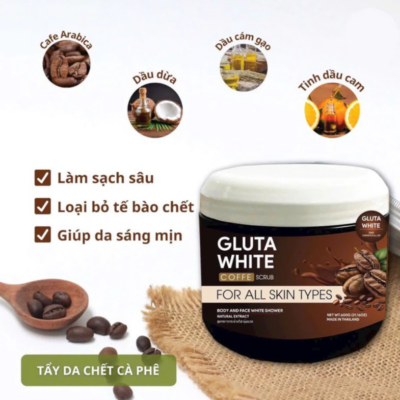 Tẩy Tế Bào Chết Body Gluta White Coffee Scrub Chiết Xuất Cà Phê 600g - TTBCBGW